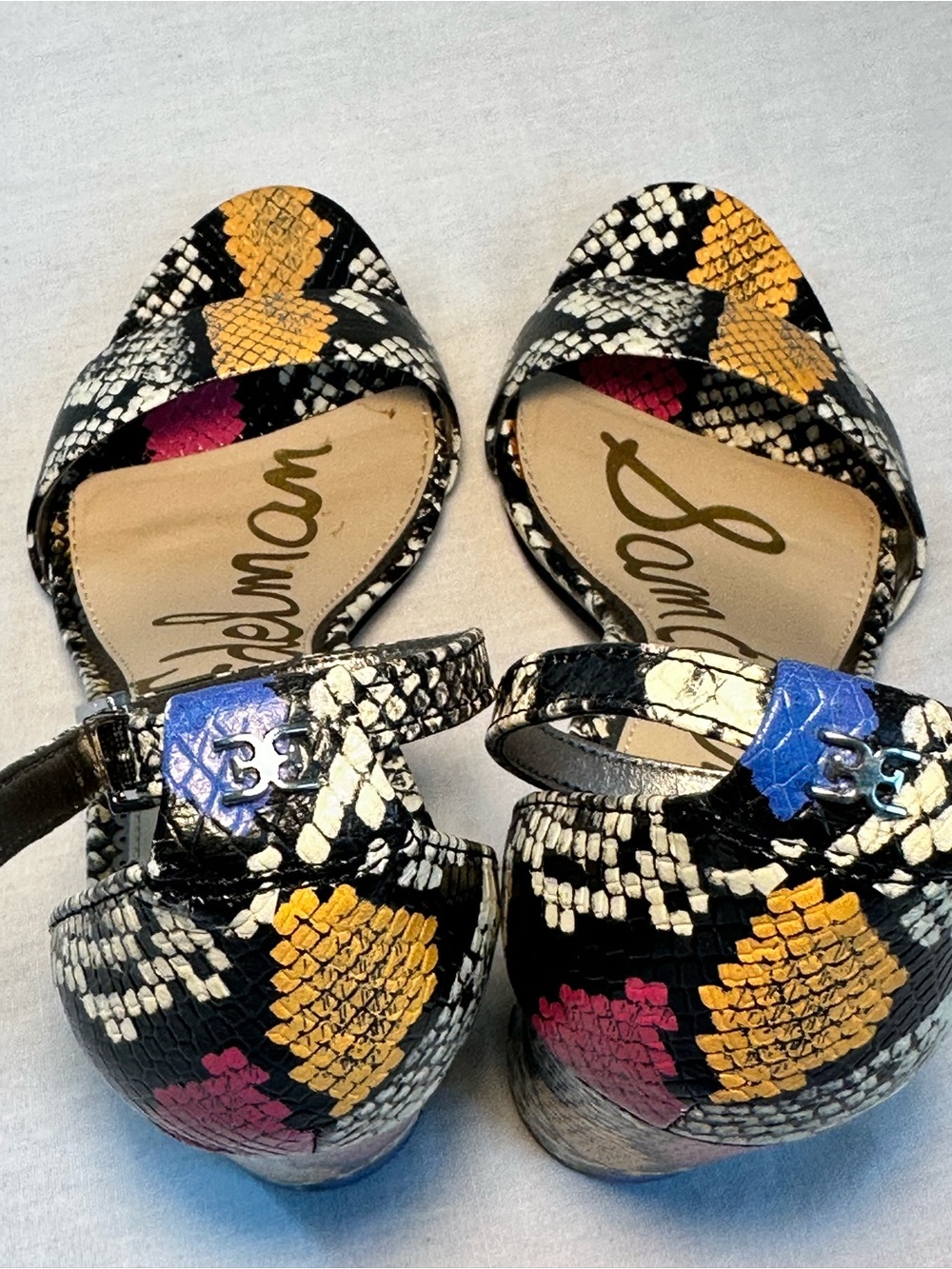 Sam Edelman Women's Snake-Print Block Heel Sandals in Multicolor - Picture 4 of 7